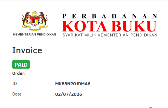 Invois PAID dengan Order ID selepas checkout berjaya