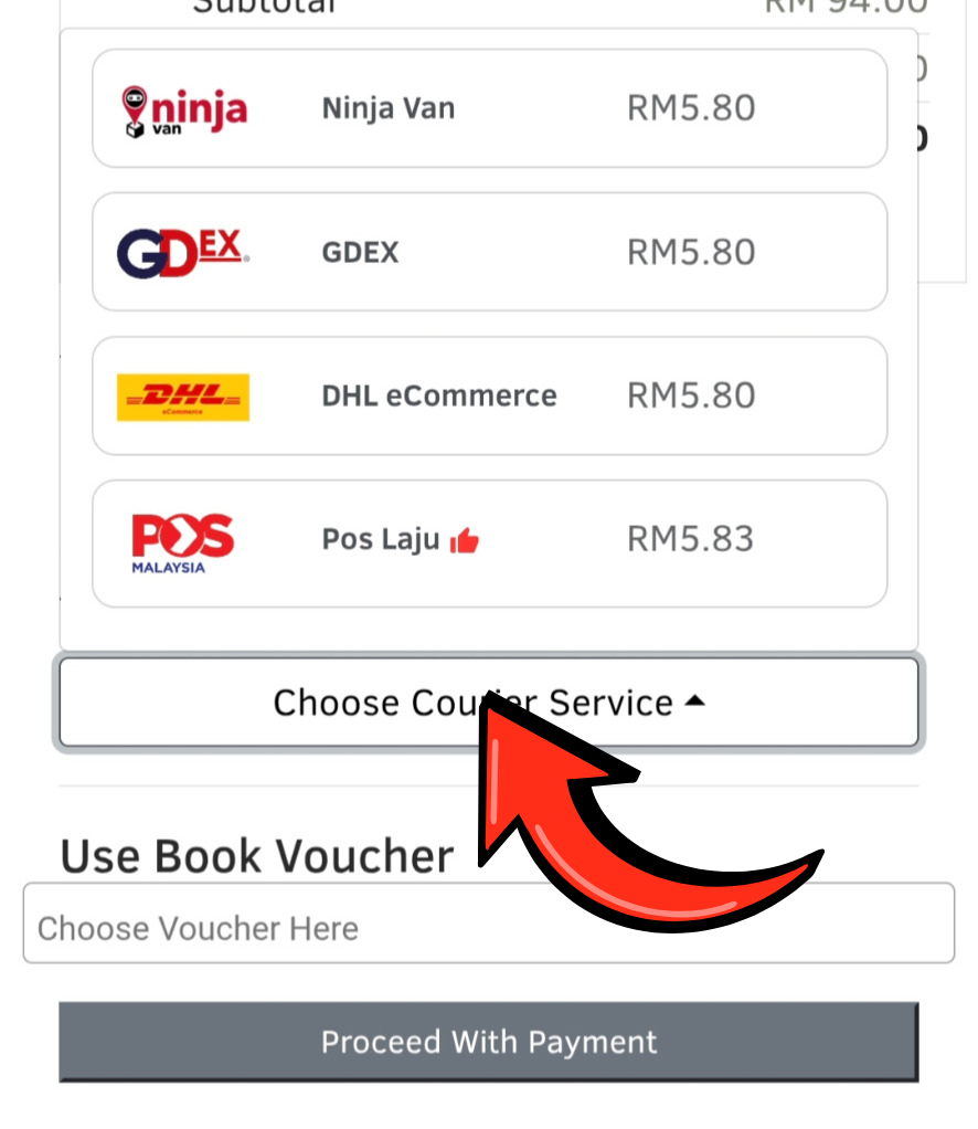 Pilihan Shipping Courier — Ninja Van, GDEX, DHL, Pos Laju